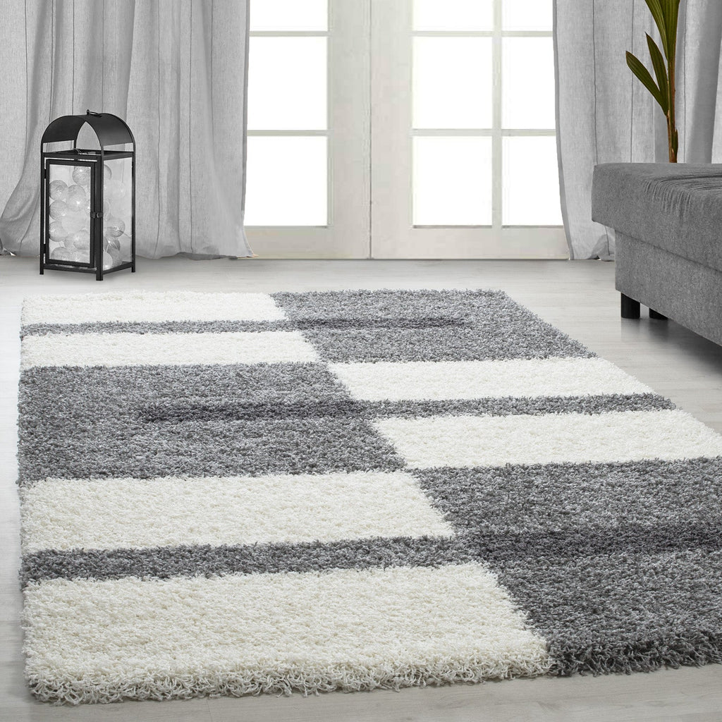 GALA - Tapis shaggy à poils longs motif géométrique gris clair - GAL2505GRC GALA