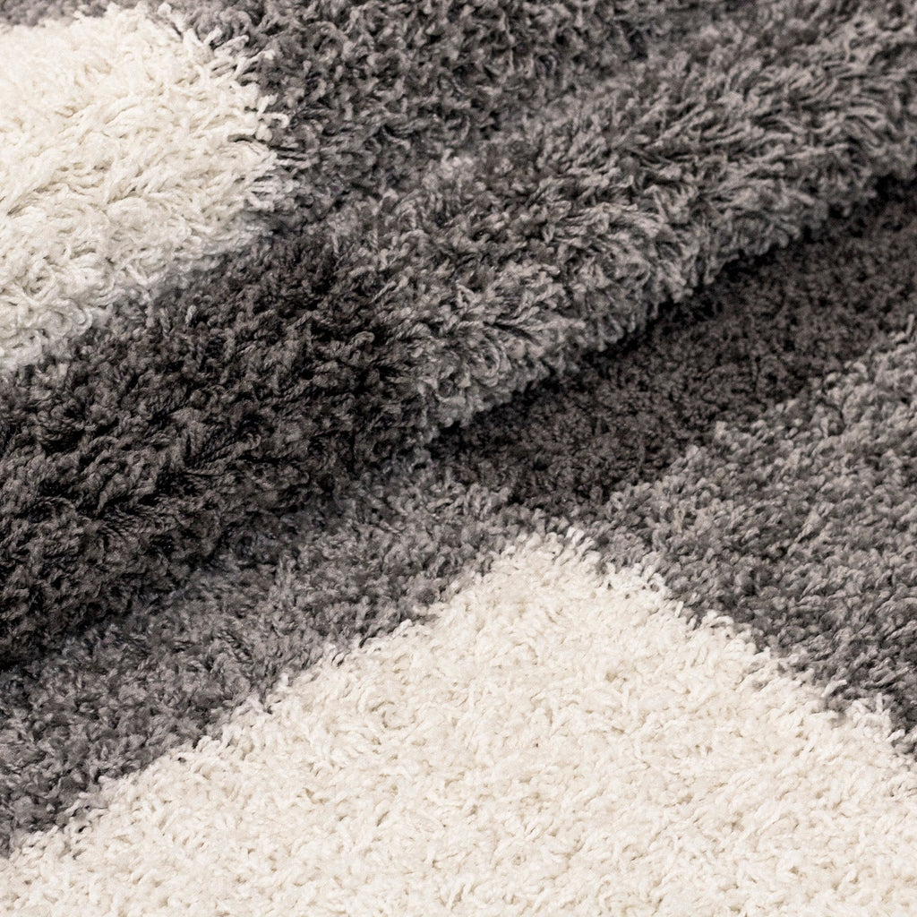 GALA - Tapis shaggy rond à poils longs motif géométrique gris clair - GAL2505GRC GALA