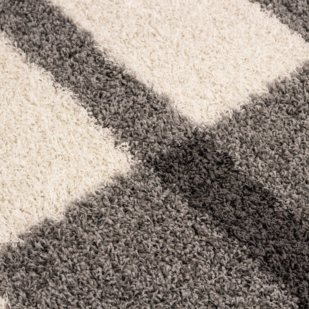 GALA - Tapis shaggy rond à poils longs motif géométrique gris clair - GAL2505GRC GALA