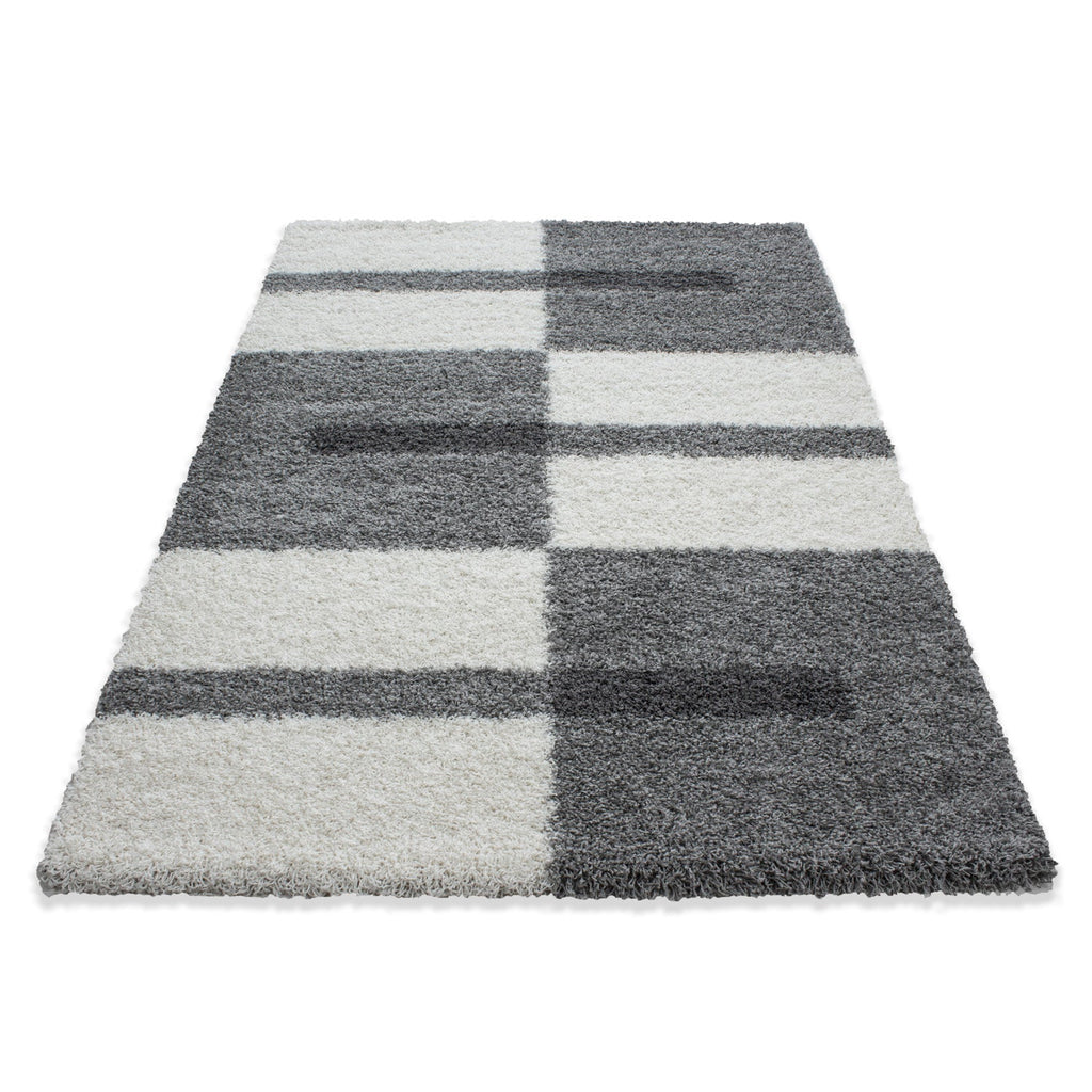 GALA - Tapis shaggy à poils longs motif géométrique gris clair - GAL2505GRC GALA