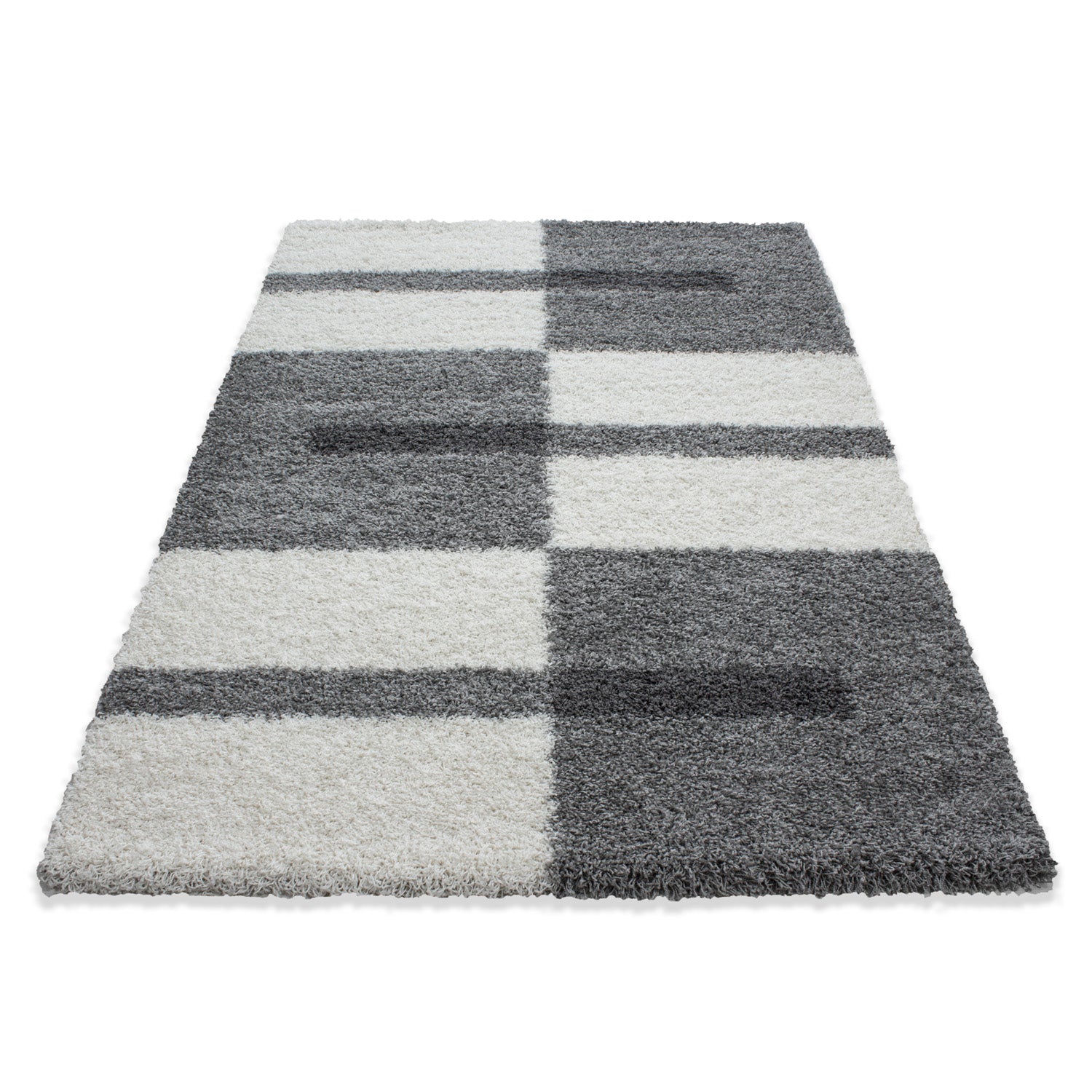 GALA - Tapis shaggy à poils longs motif géométrique gris clair - GAL2505GRC GALA