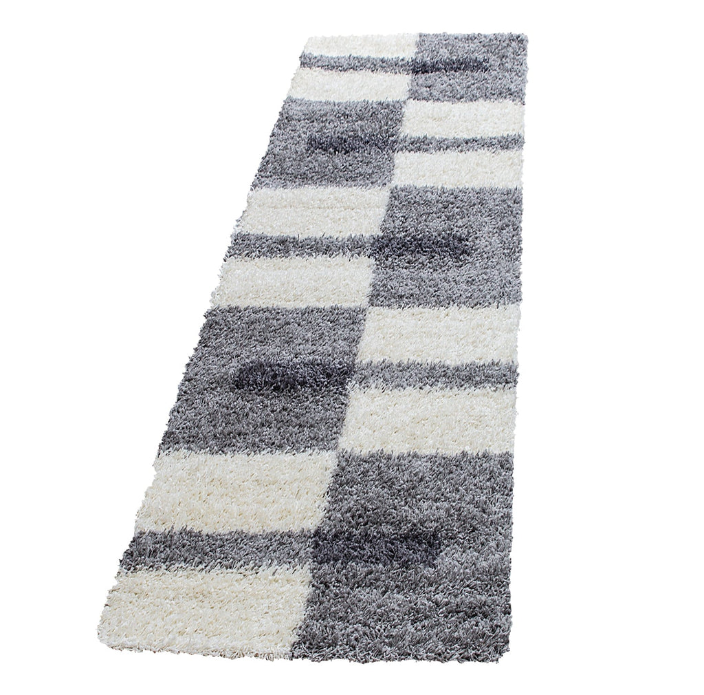 GALA - Tapis shaggy à poils longs motif géométrique gris clair - GAL2505GRC GALA
