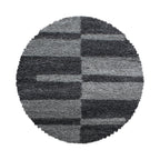 GALA - Tapis shaggy rond à poils longs motif géométrique gris - GAL2505GRI GALA