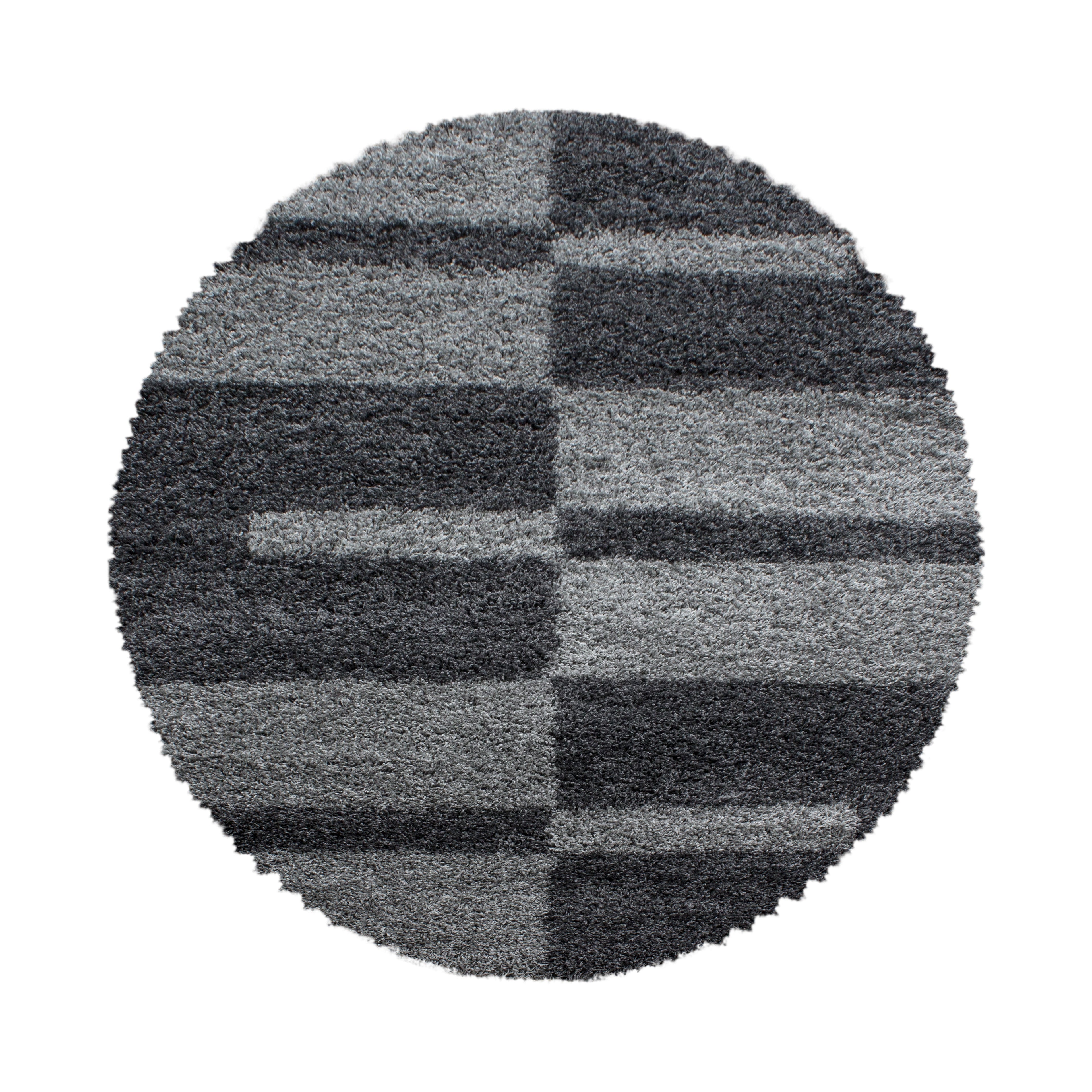 GALA - Tapis shaggy rond à poils longs motif géométrique gris - GAL2505GRI GALA