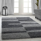 GALA - Tapis shaggy à poils longs motif géométrique gris - GAL2505GRI GALA