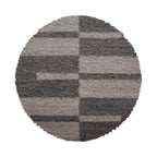GALA - Tapis shaggy rond à poils longs motif géométrique taupe - GAL2505TAU GALA