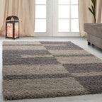 GALA - Tapis shaggy à poils longs motif géométrique taupe - GAL2505TAU GALA