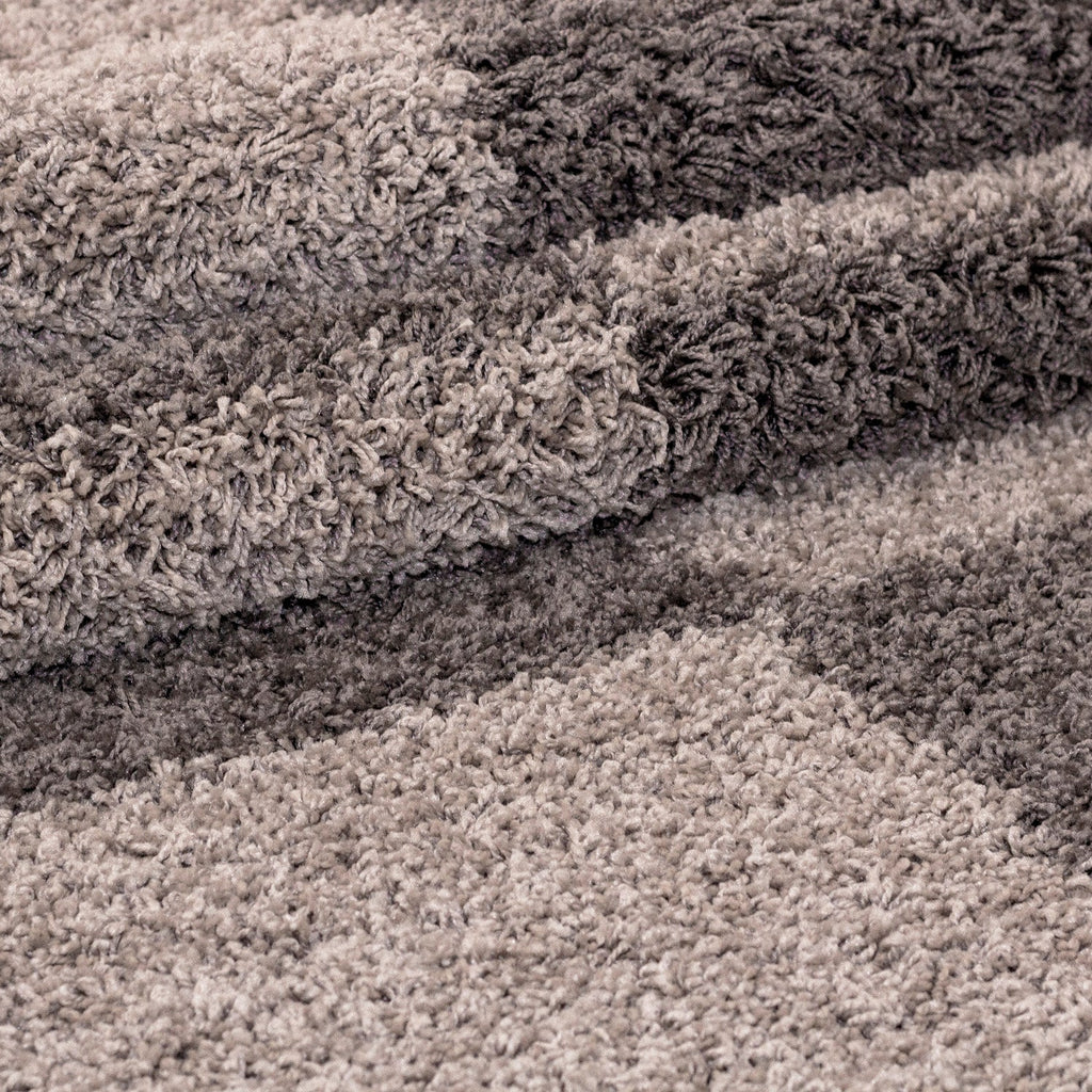 GALA - Tapis shaggy rond à poils longs motif géométrique taupe - GAL2505TAU GALA