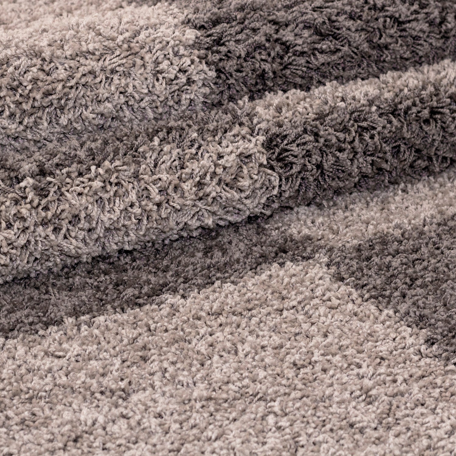 GALA - Tapis shaggy rond à poils longs motif géométrique taupe - GAL2505TAU GALA