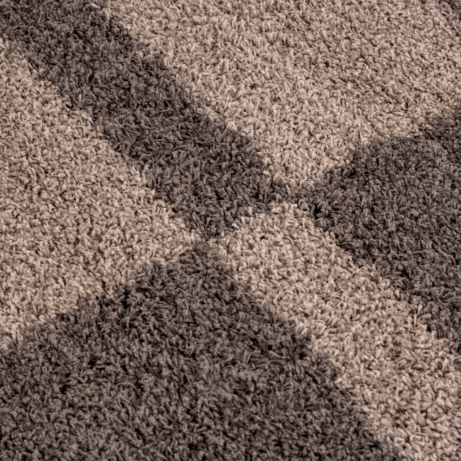 GALA - Tapis shaggy rond à poils longs motif géométrique taupe - GAL2505TAU GALA