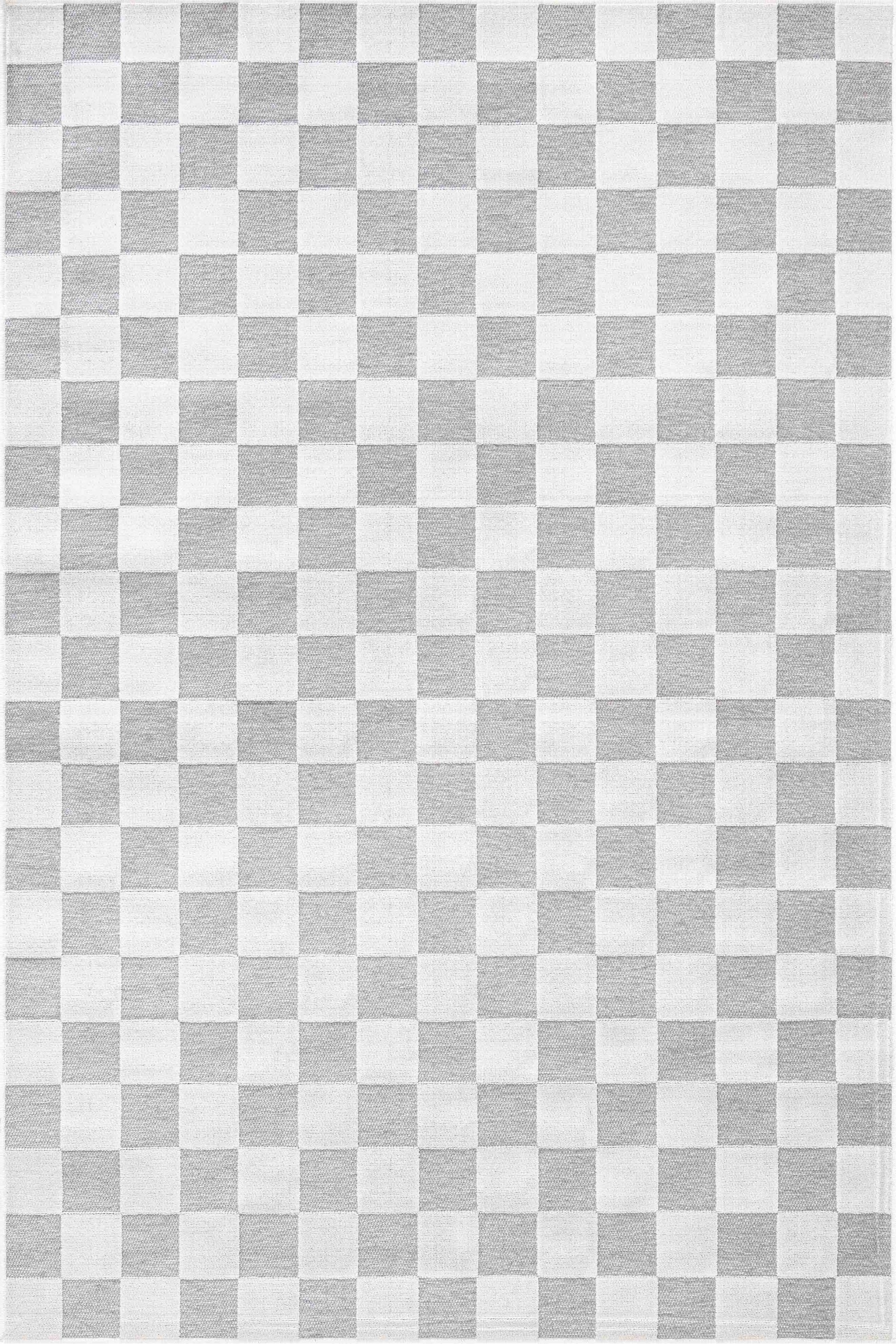Tapis rectangulaire en motif damier gris et blanc indoor/outdoor - GARDEN Garden