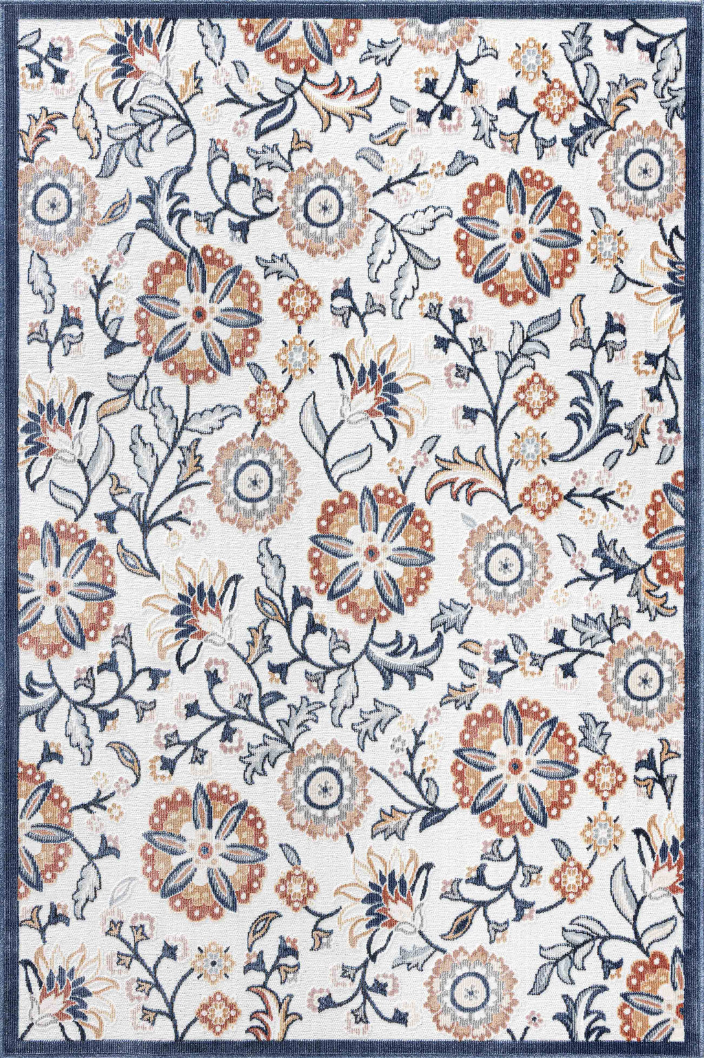 Tapis rectangulaire blanc aux motifs fleuris colorés indoor/outdoor - GARDEN Garden
