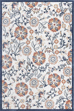 Tapis rectangulaire blanc aux motifs fleuris colorés indoor/outdoor - GARDEN Garden