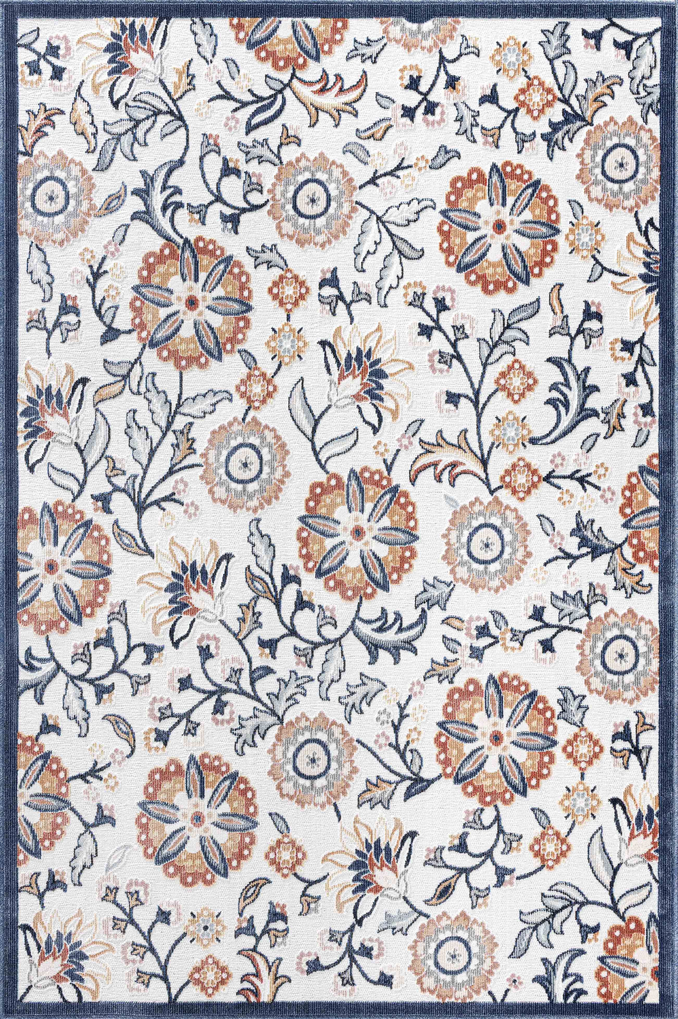 Tapis rectangulaire blanc aux motifs fleuris colorés indoor/outdoor - GARDEN Garden
