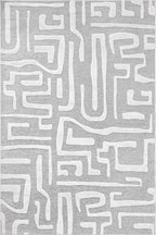 Tapis rectangulaire gris aux lignes abstraites blanches indoor/outdoor - GARDEN Garden