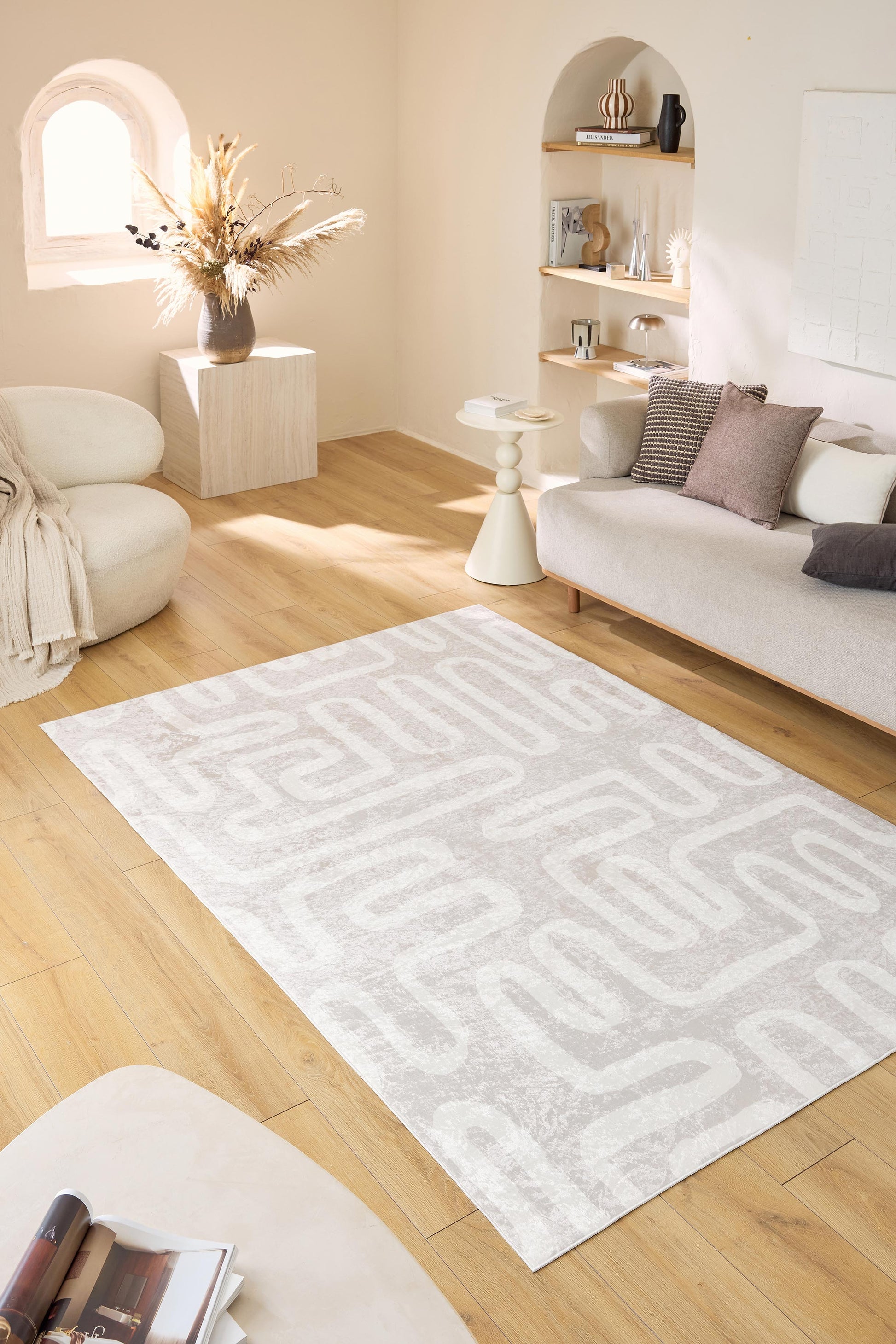 Tapis motif géométrique : GRE753BEI GREGE