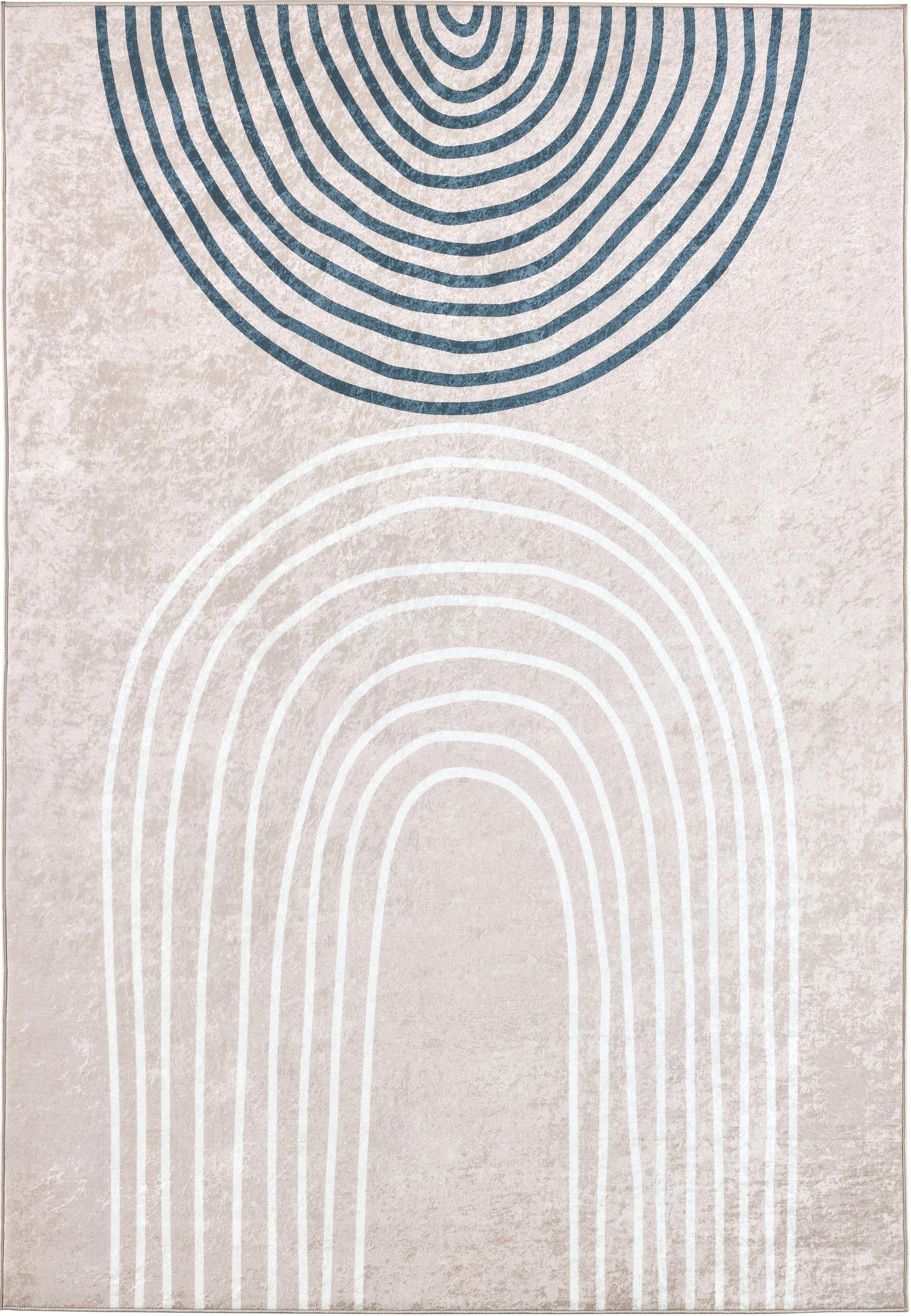 Tapis lavable en machine - Grège - Motif en arc-de-cercle GREGE