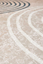 Tapis lavable en machine - Grège - Motif en arc-de-cercle GREGE