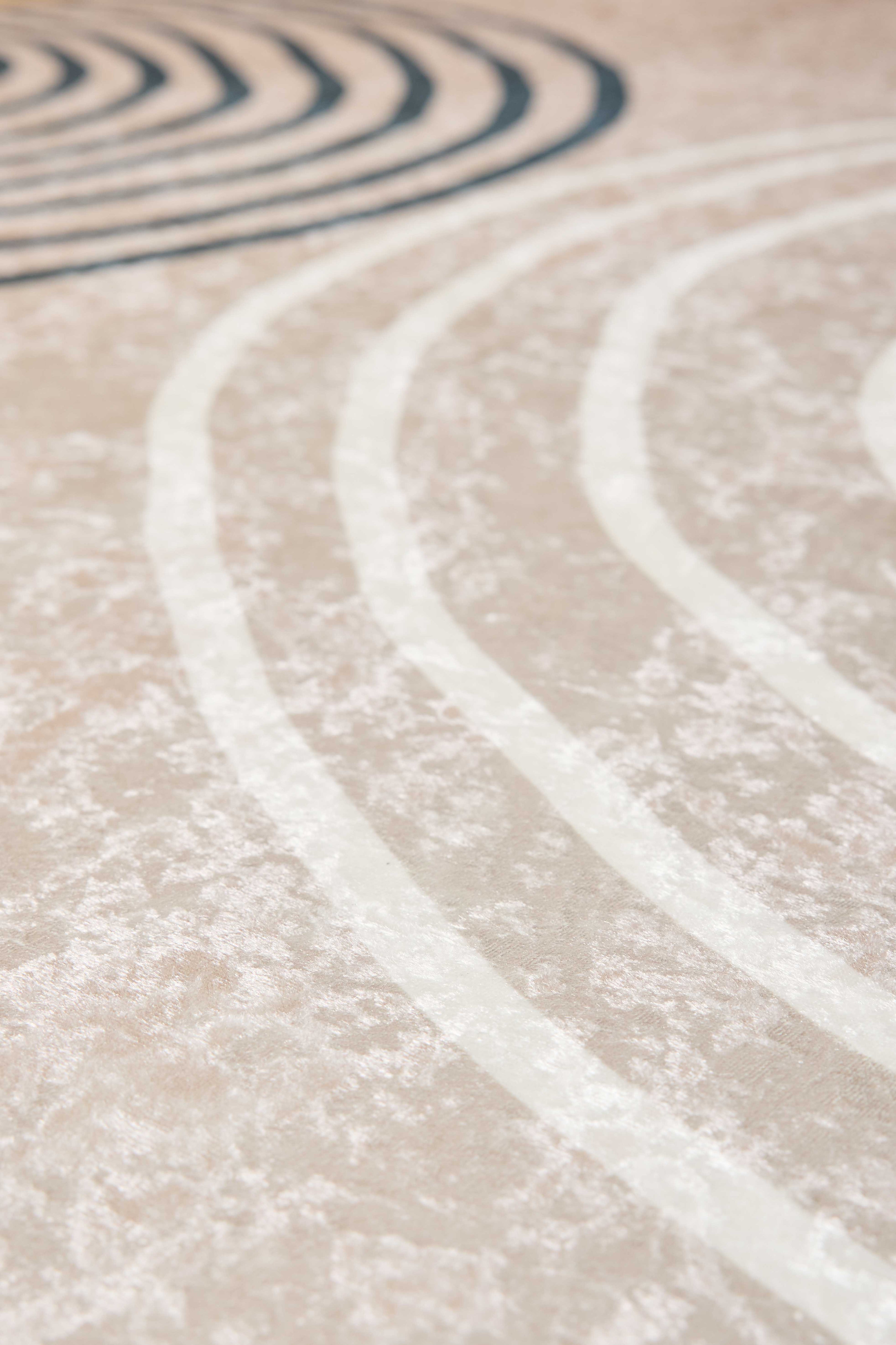 Tapis lavable en machine - Grège - Motif en arc-de-cercle GREGE