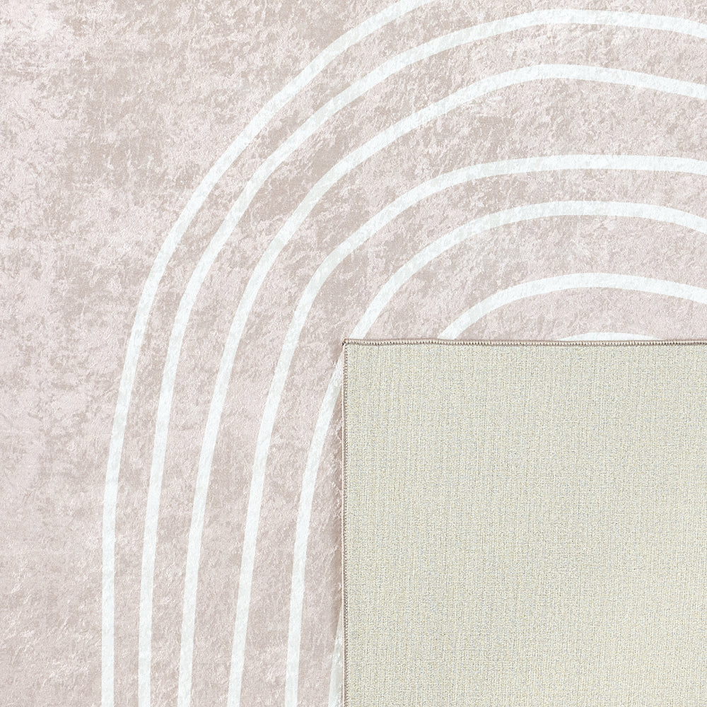 Tapis lavable en machine - Grège - Motif en arc-de-cercle GREGE