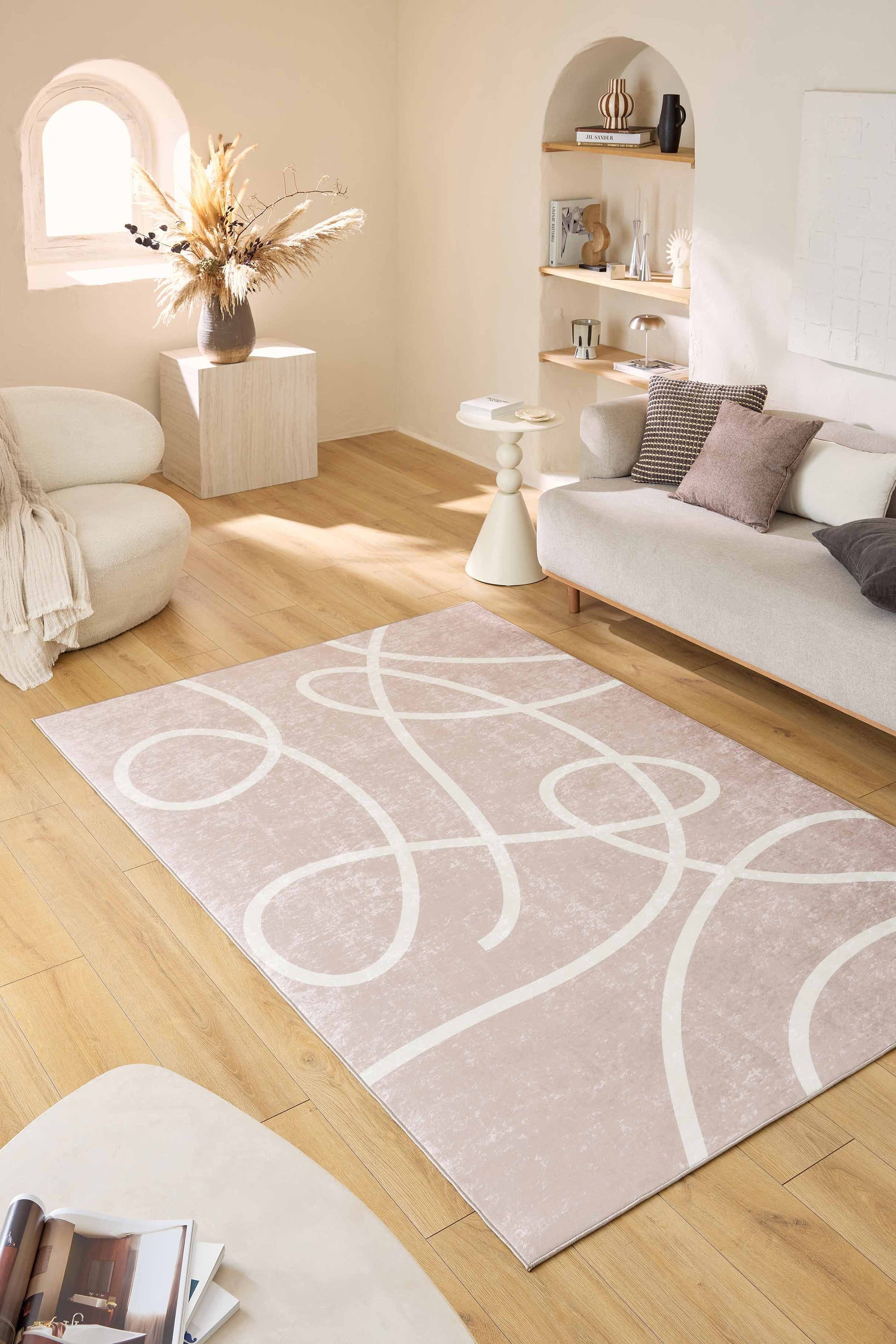 Tapis lavable en machine - Grège - Motif en arc-de-cercle (Copie) GREGE