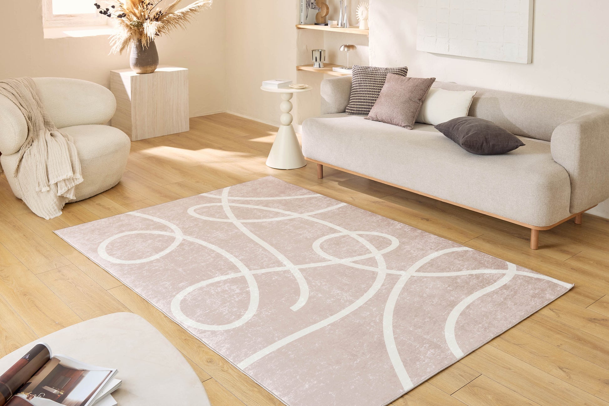 Tapis lavable en machine - Grège - Motif en arc-de-cercle (Copie) GREGE