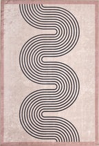Tapis lavable en machine - Grège - Motif vague GREGE