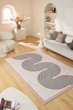 Tapis lavable en machine - Grège - Motif vague GREGE