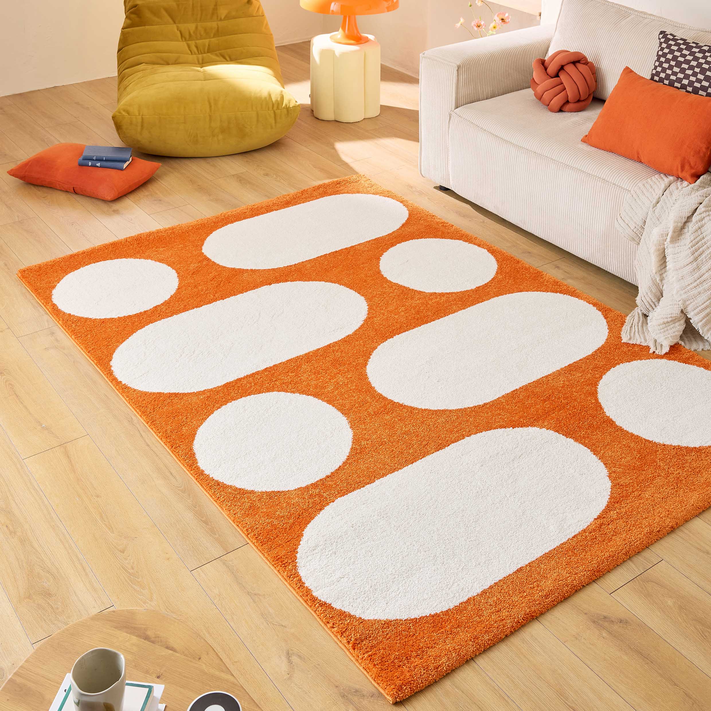 GROOVY - Tapis rétro style année 70 orange - GRO381ORA GROOVY