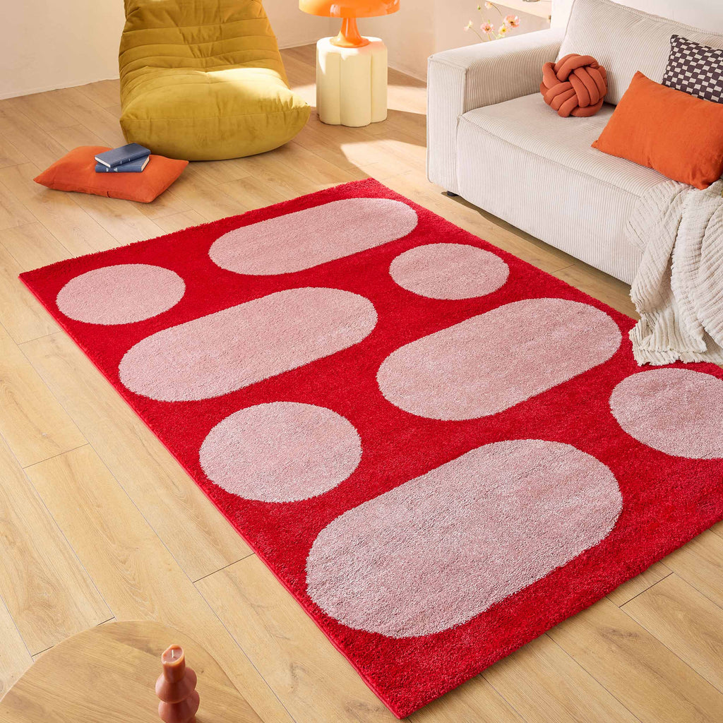 GROOVY - Tapis rétro style année 70 rouge - GRO381ROU GROOVY