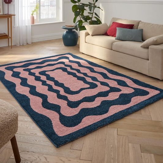 Tapis vintage style année 70 - Bleu - Groovy GROOVY
