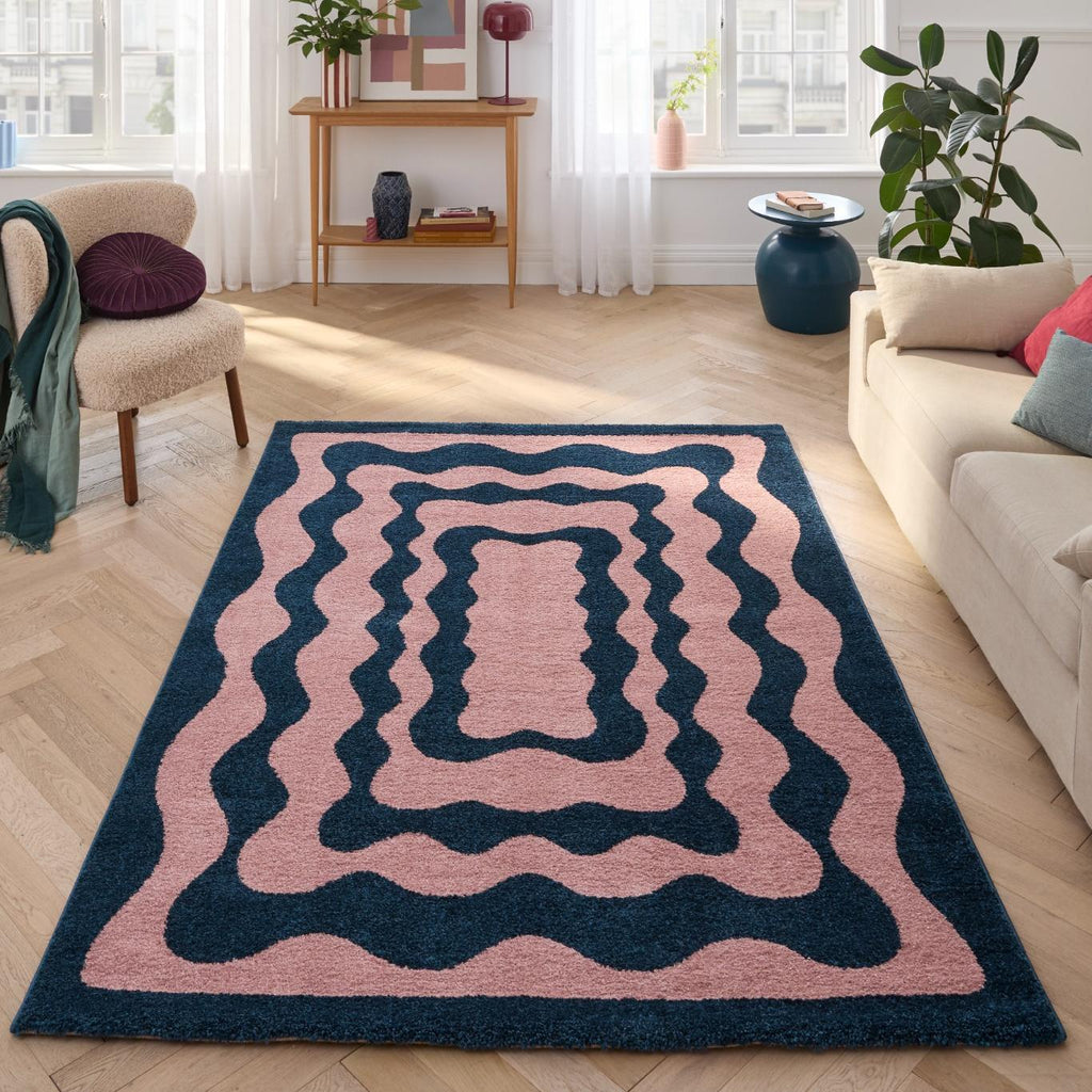 Tapis vintage style année 70 - Bleu - Groovy GROOVY