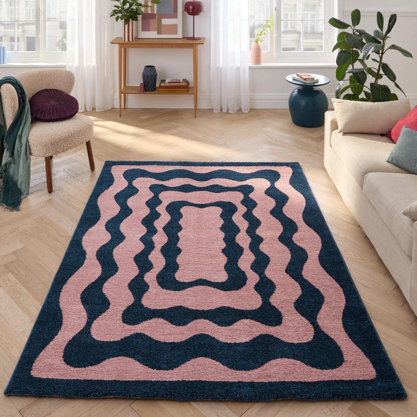 Tapis vintage style année 70 - Bleu - Groovy GROOVY