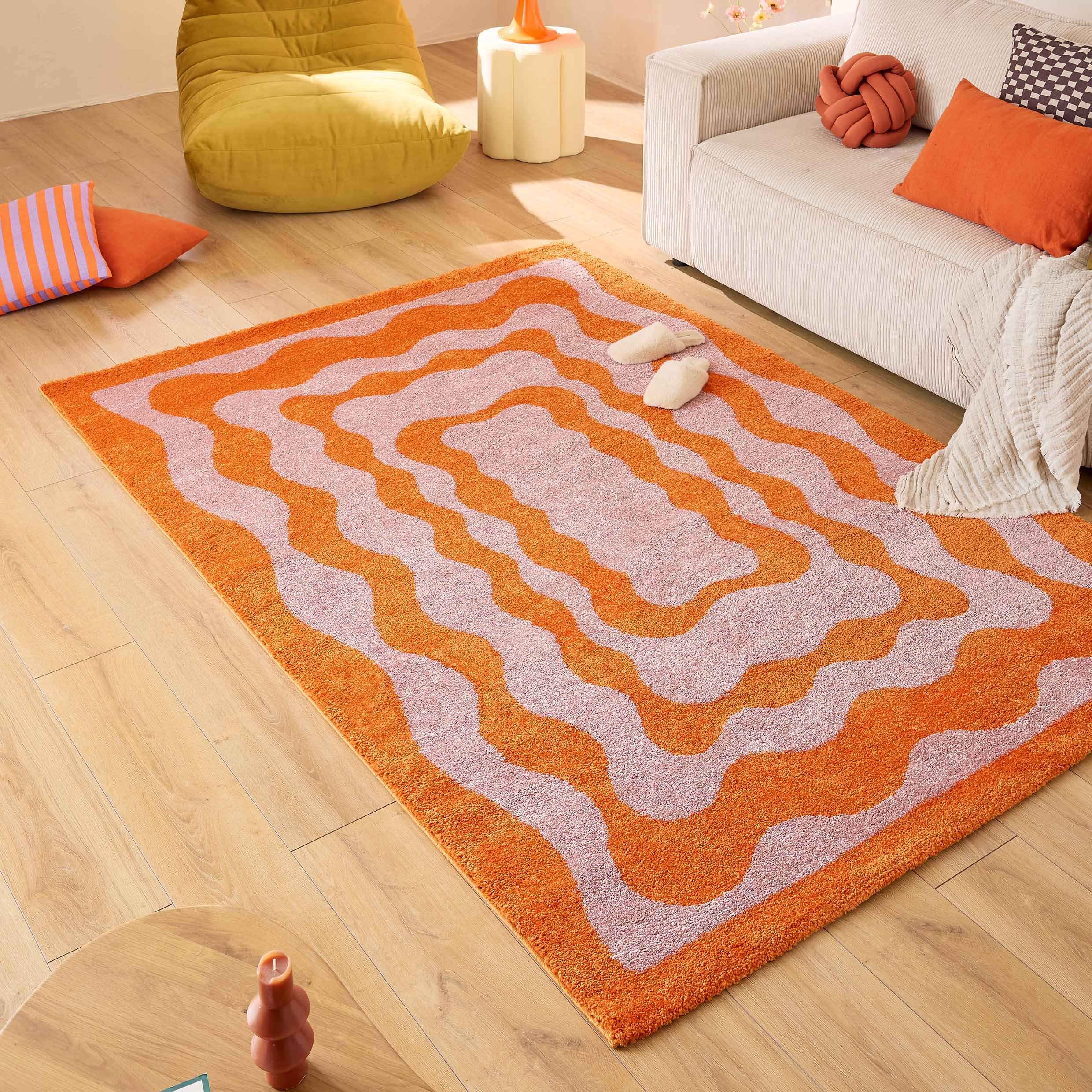 GROOVY - Tapis vintage style année 70 orange - GRO382ORA GROOVY
