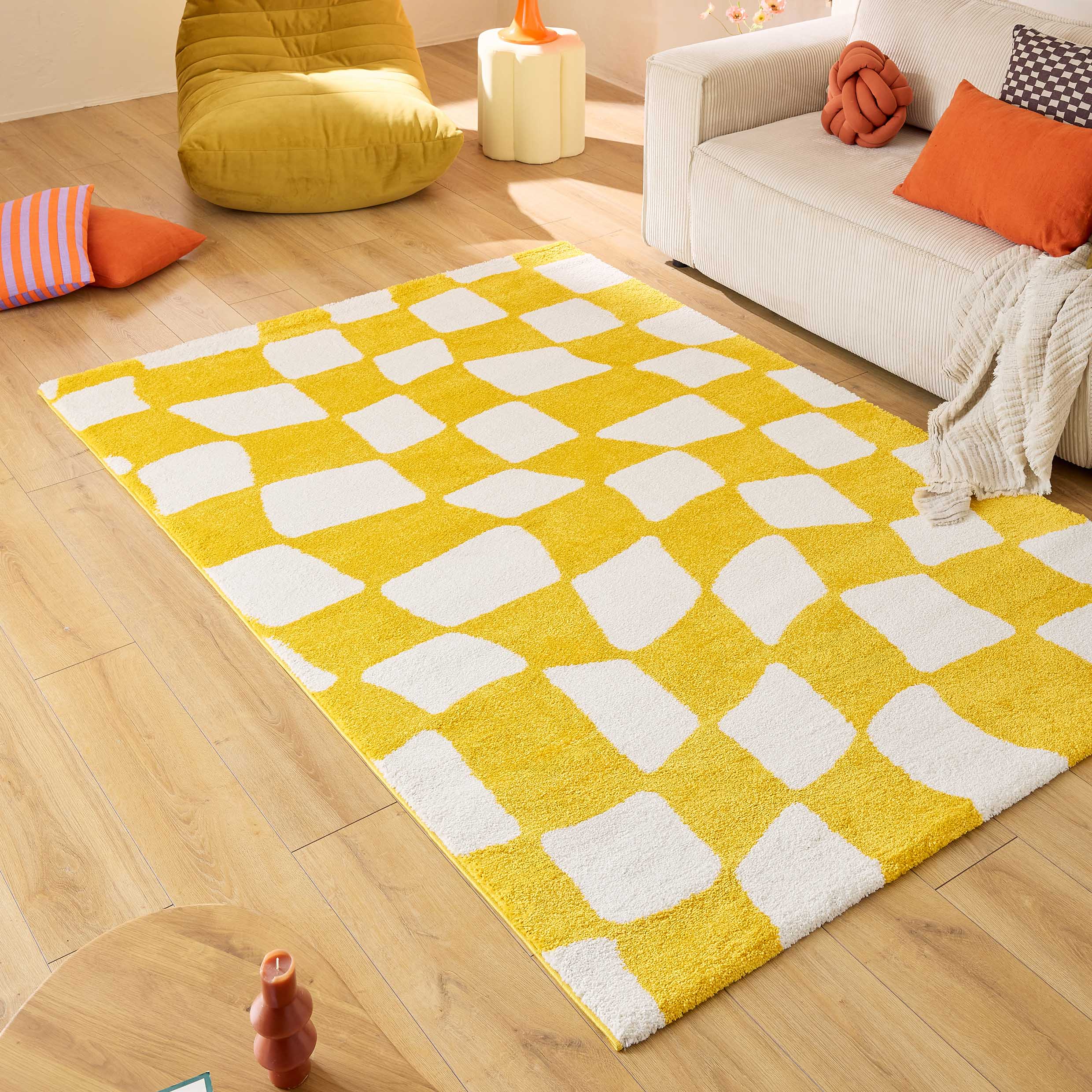 GROOVY - Tapis vintage année 70 jaune - GRO383JAU GROOVY