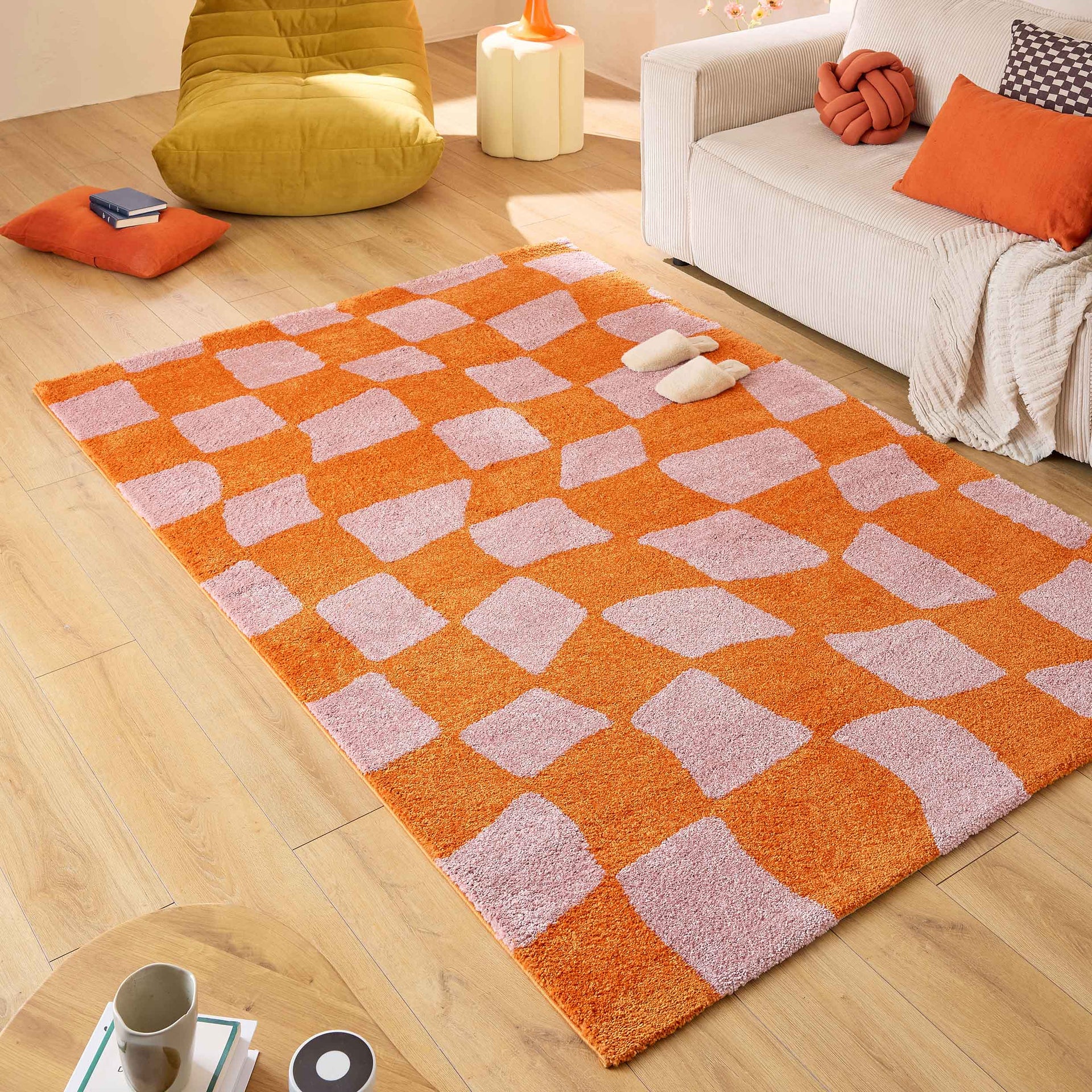 Patchwork Vintage Orient Teppich braun orange gelb 310x210 handgeknüpft 1874