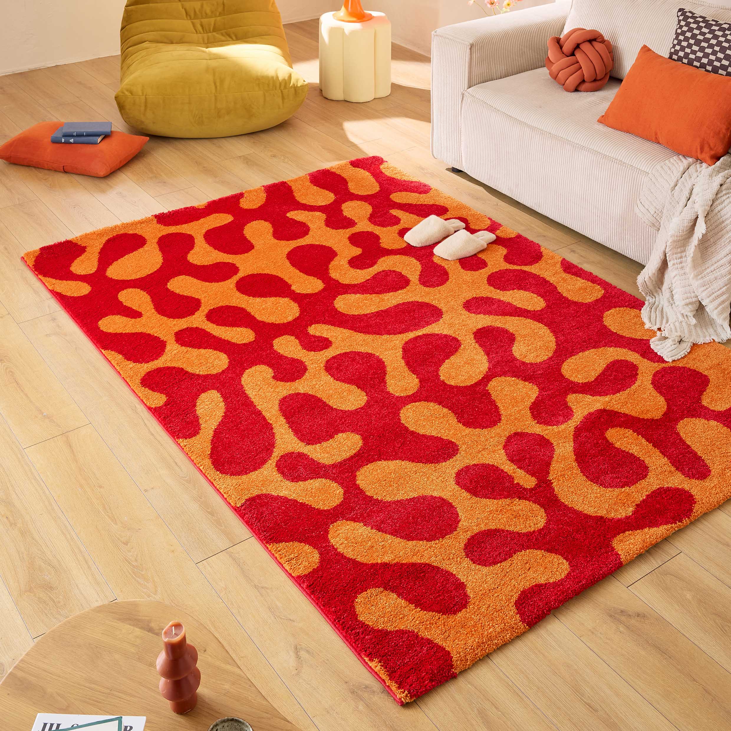 GROOVY - Tapis salon vintage rouge - GRO384ROU GROOVY