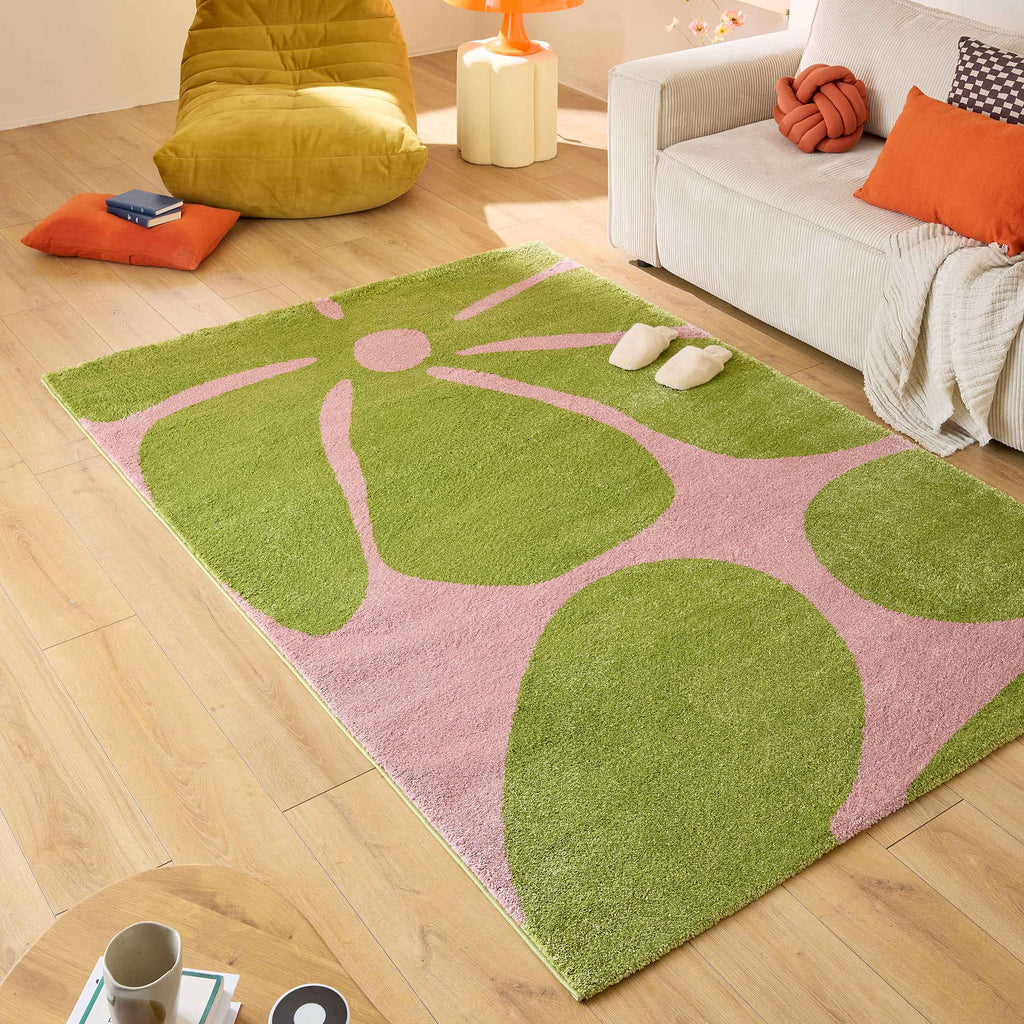 GROOVY - Tapis salon vintage année 70 vert - GRO385VER GROOVY