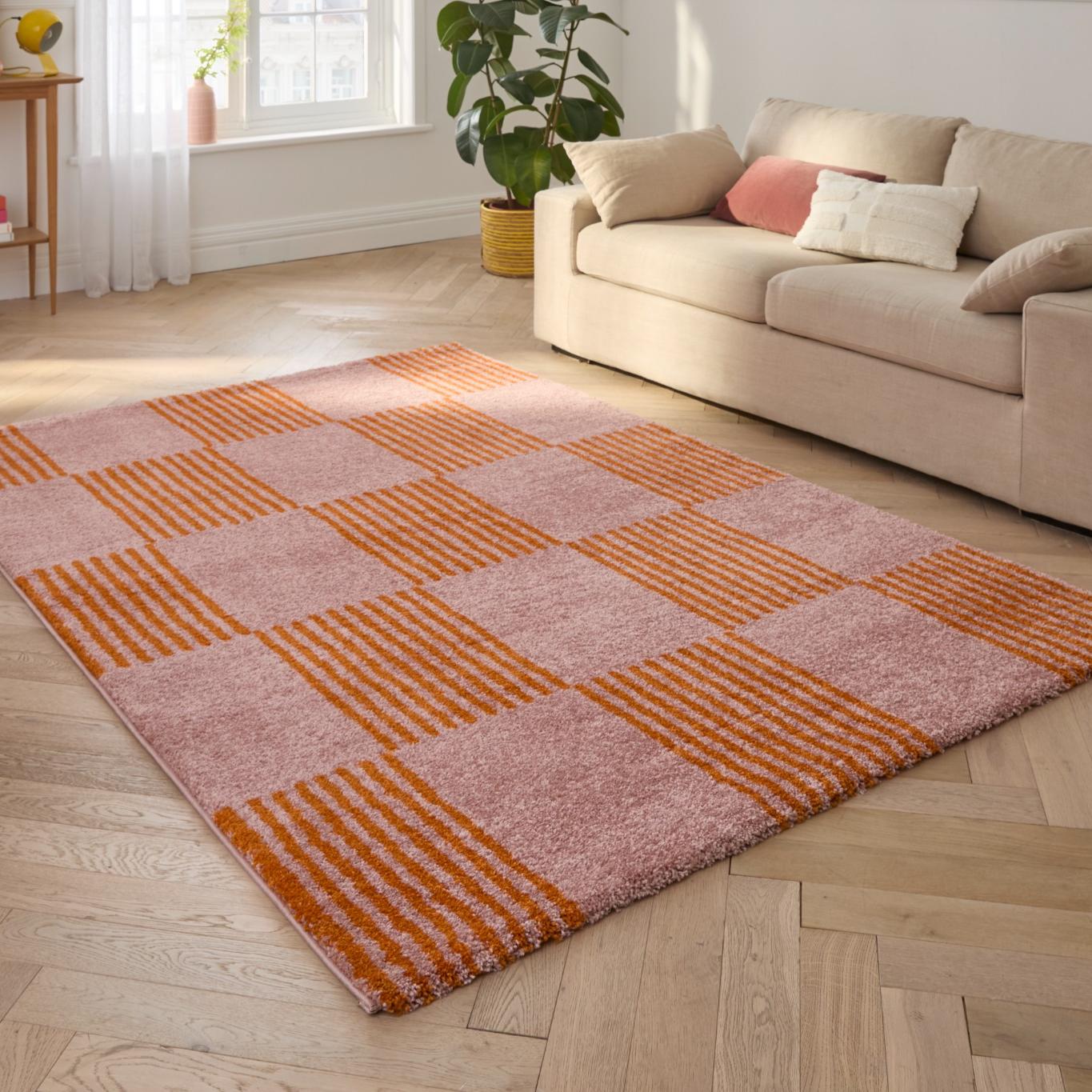 Tapis salon vintage année 70 - Orange Rayé - Groovy GROOVY