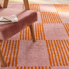 Tapis salon vintage année 70 - Orange Rayé - Groovy GROOVY