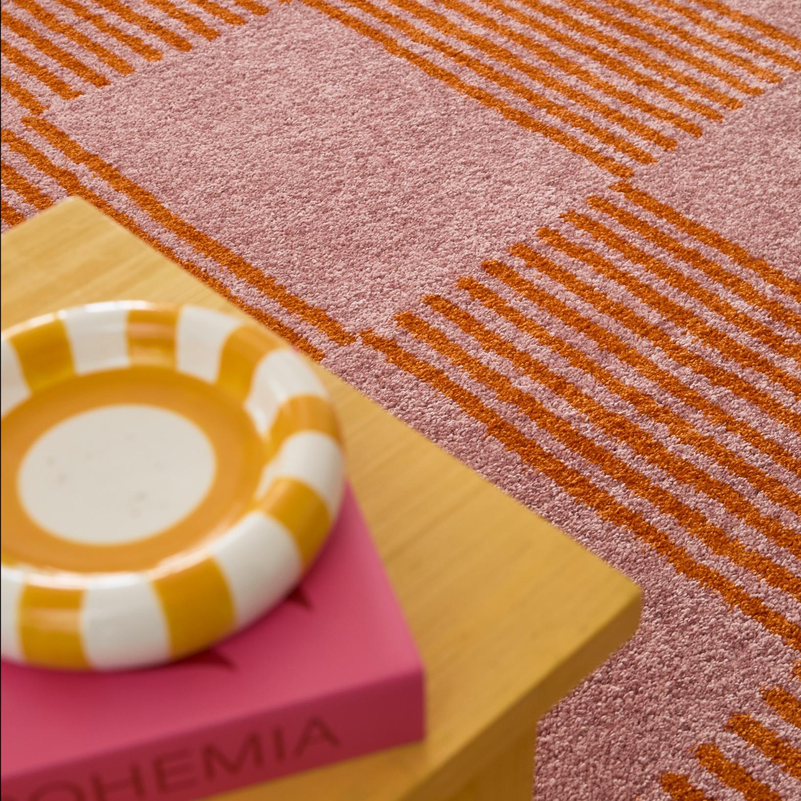 Tapis salon vintage année 70 - Orange Rayé - Groovy GROOVY