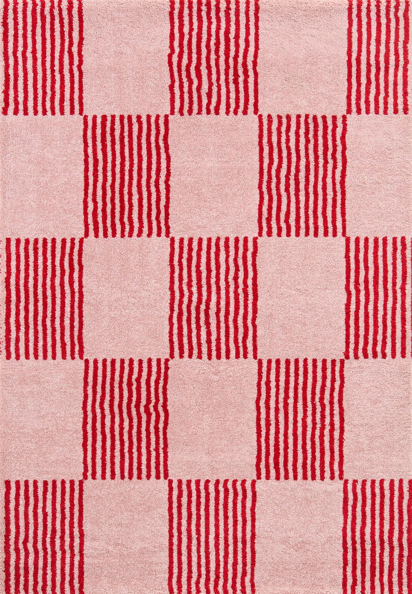 Tapis salon vintage année 70 - Rouge rayé - Groovy GROOVY