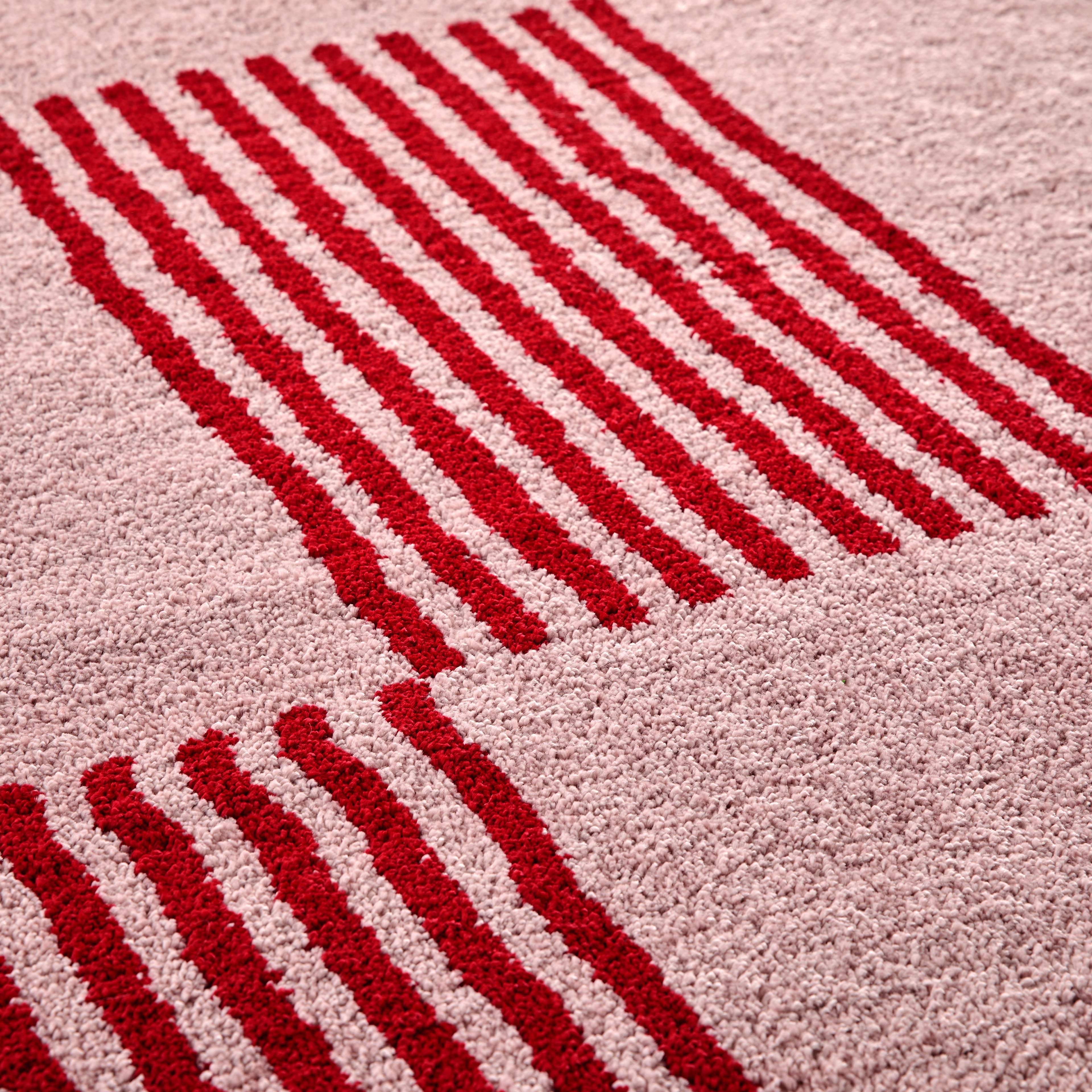 Tapis salon vintage année 70 - Rouge rayé - Groovy GROOVY