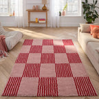 Tapis salon vintage année 70 - Rouge rayé - Groovy GROOVY