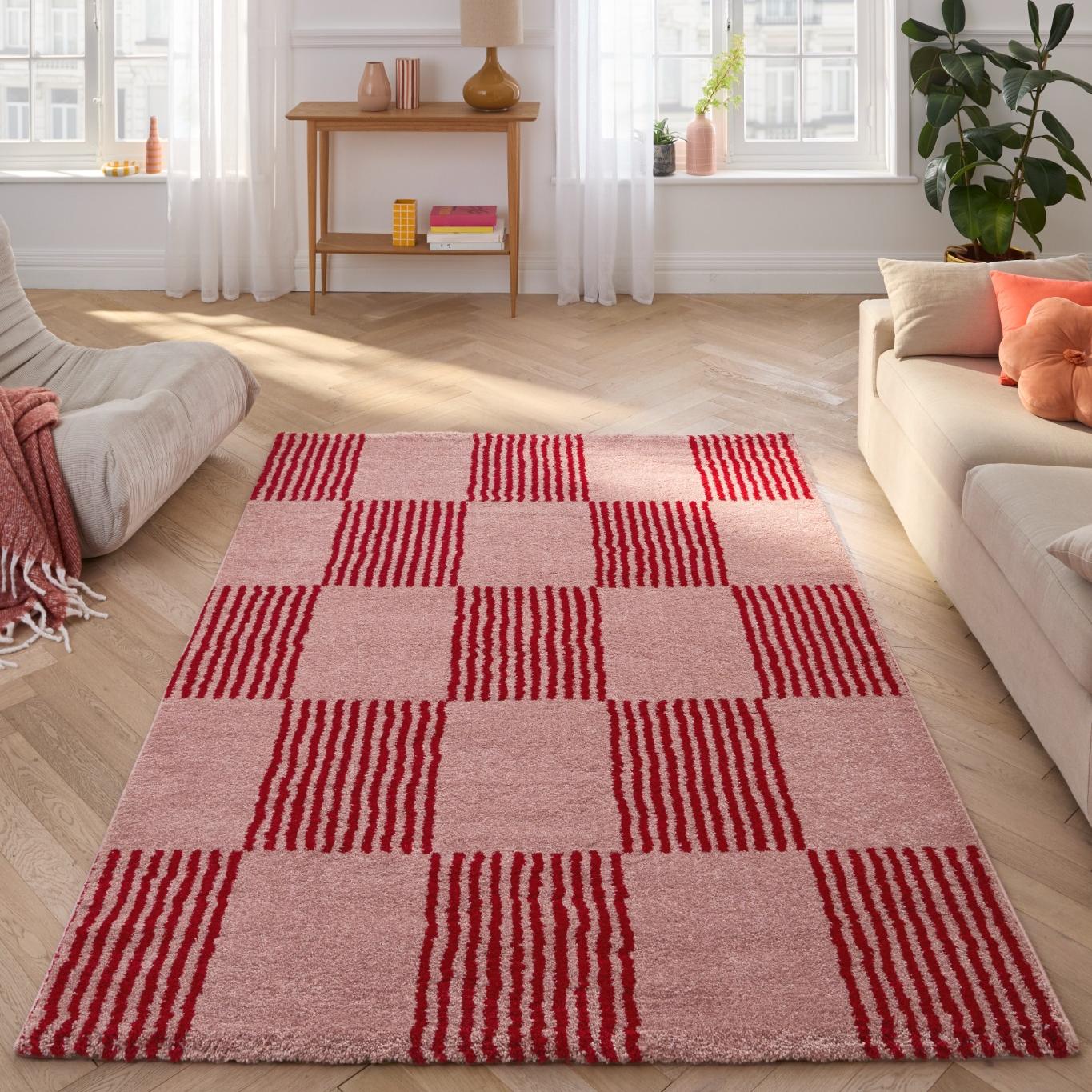 Tapis salon vintage année 70 - Rouge rayé - Groovy GROOVY