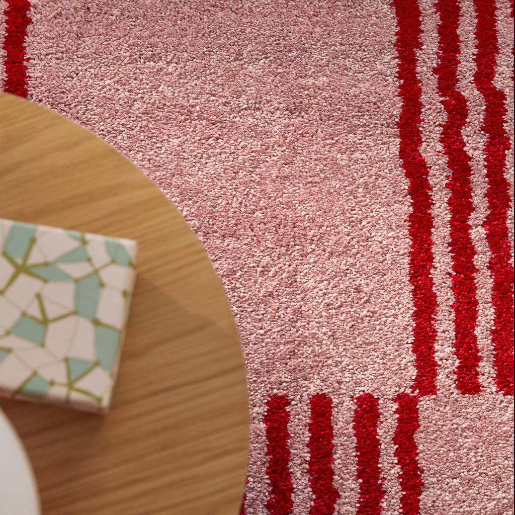 Tapis salon vintage année 70 - Rouge rayé - Groovy GROOVY