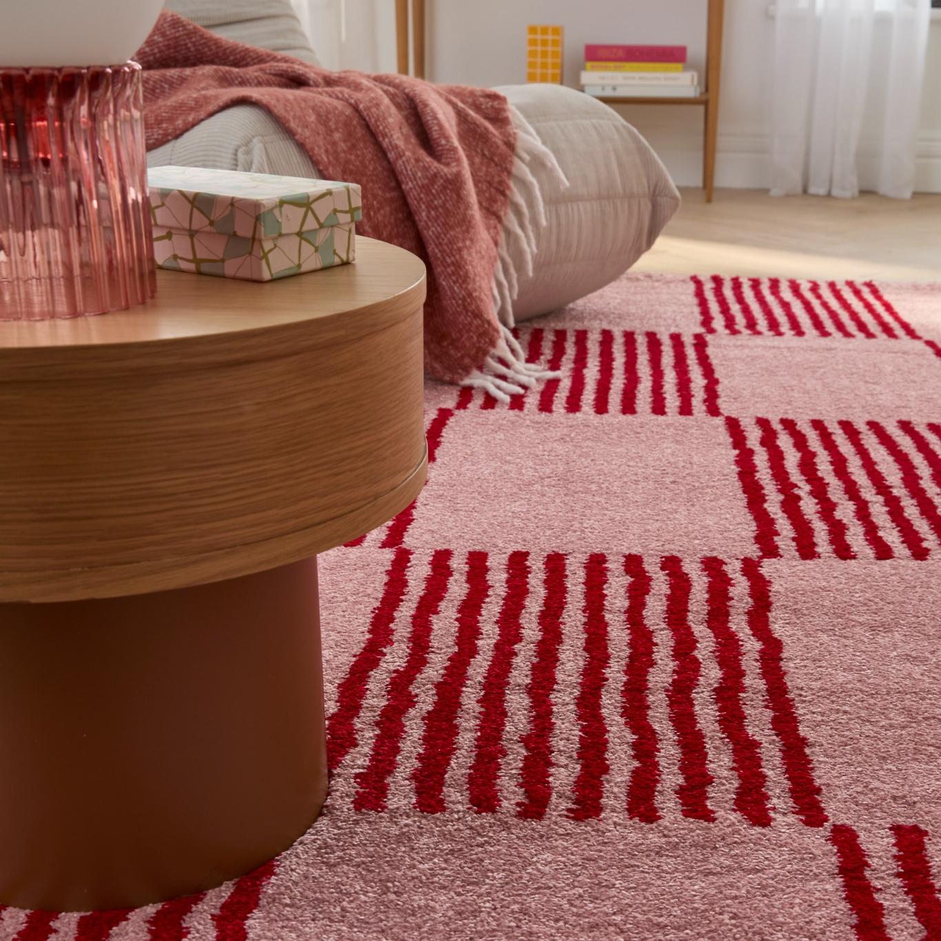 Tapis salon vintage année 70 - Rouge rayé - Groovy GROOVY