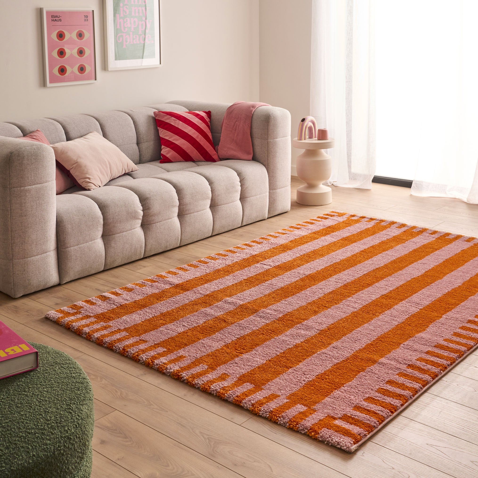Tapis rétro - Orange rayé - Collection Groovy | Nazar Rugs GROOVY
