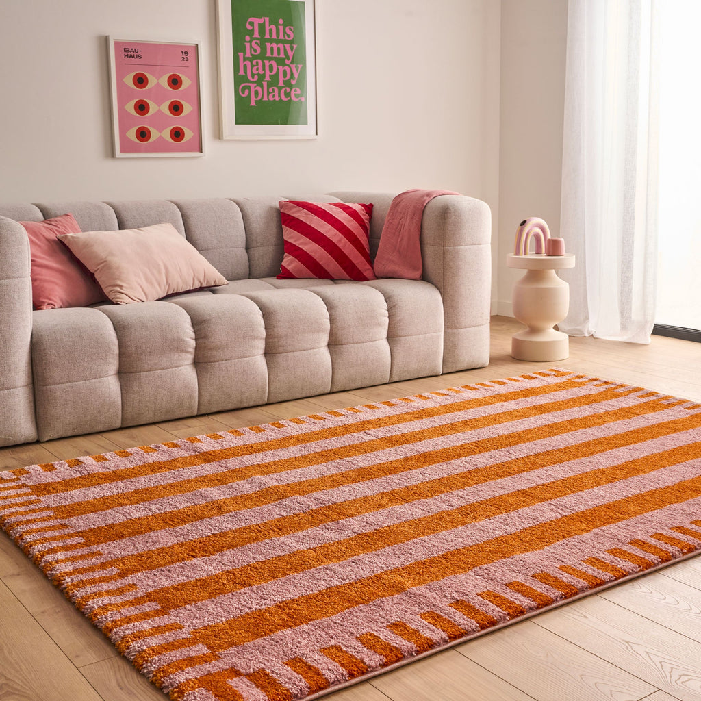 Tapis rétro - Orange rayé - Collection Groovy | Nazar Rugs GROOVY