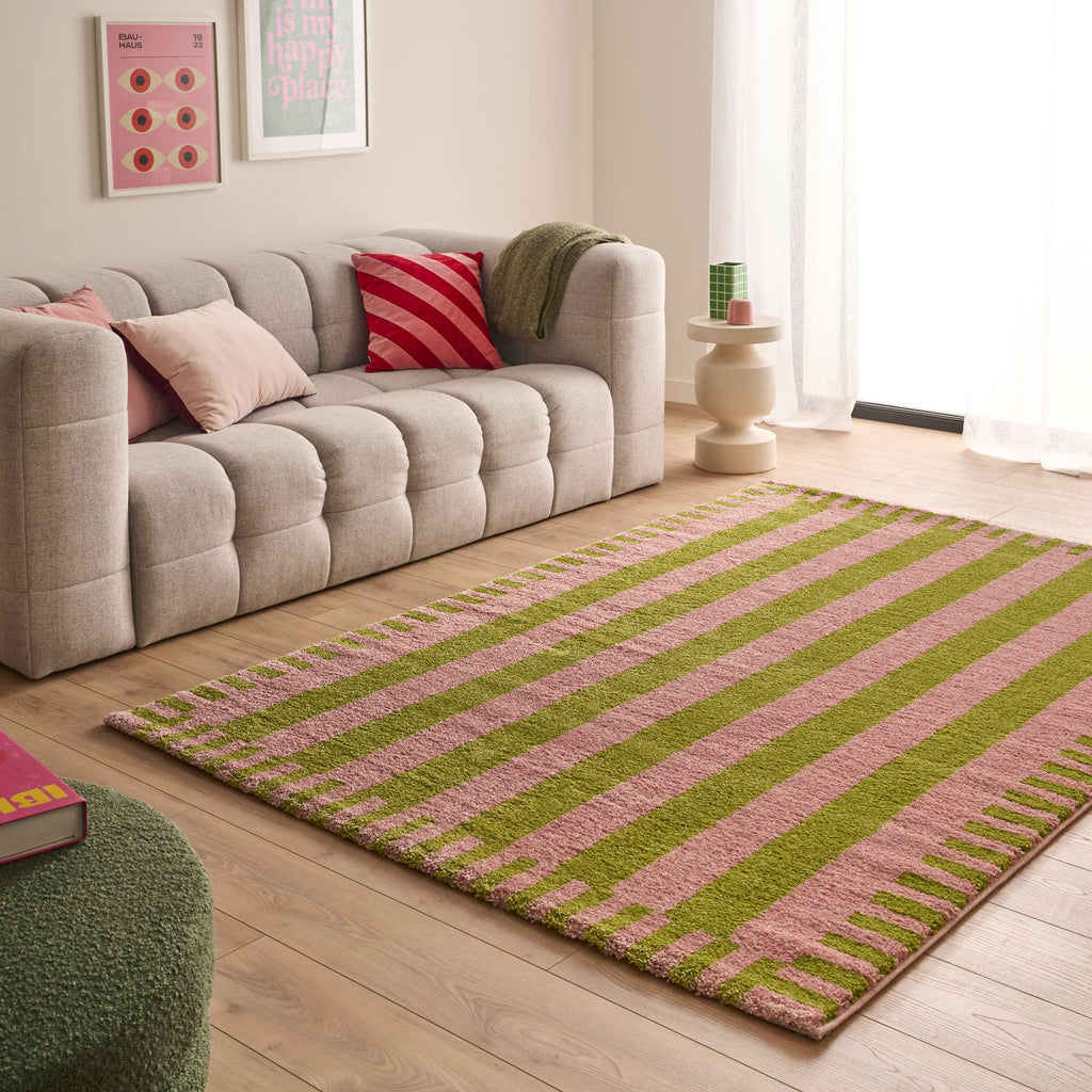 Tapis rétro - Vert rayé - Collection Groovy | Nazar Rugs GROOVY